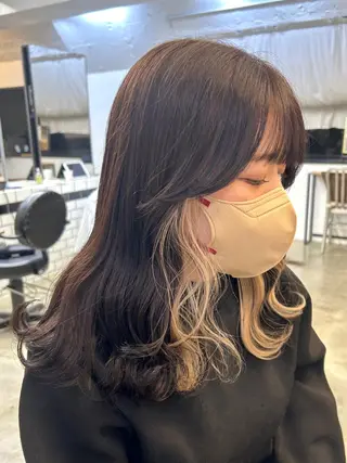セミロング カラー ヘアアレンジ 🎀暖色カラー🎀 ♡yurika♡のヘアスタイル