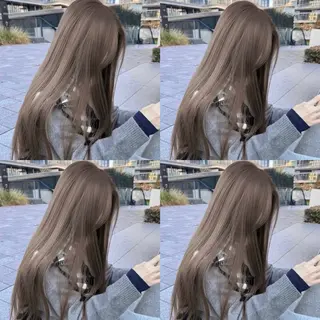 セミロング 透明感♡グレージュ ♡ミルクティー♡のヘアスタイル