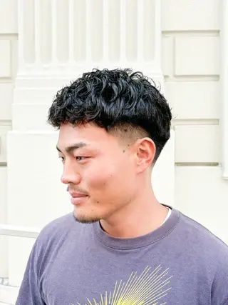 ショート パーマ メンズ DAD　BARBERSHOP所属・三宮メンズカット ヨシイッキのヘアスタイル