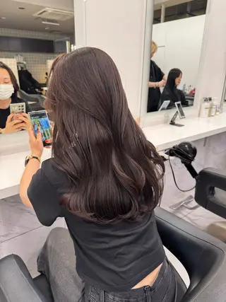 セミロング カラー ヘアアレンジ 顔まわりカット の達人のヘアスタイル