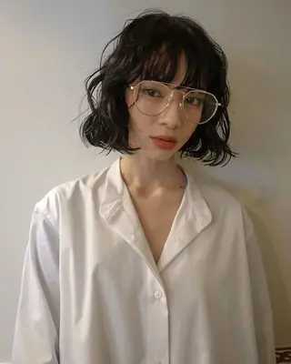 ミディアム パーマ 似合わせカット⚪︎ ／フェイスレイヤーのヘアスタイル