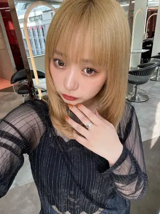 ミディアム カラー 山崎/ボブ縮毛矯正 レイヤー髪質改善のヘアスタイル