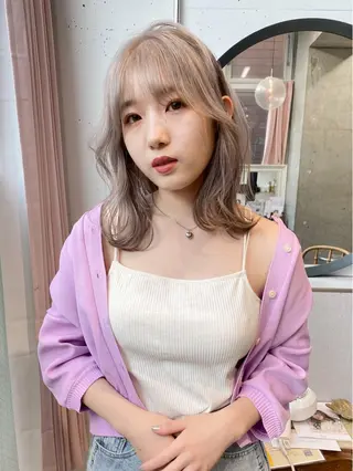 ミディアム カラー Piaコータロー ハイトーン&‪ボブのヘアスタイル