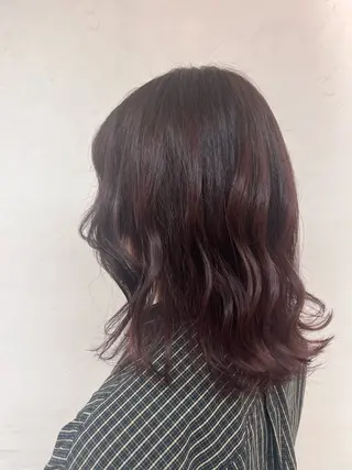 ミディアム カラー ナチュラルベージュ/ 顔周りカット/由喜のヘアスタイル