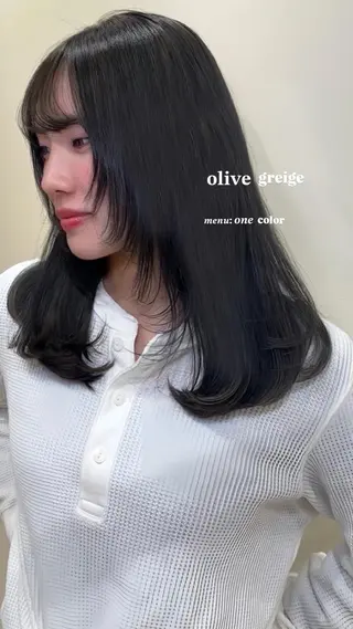 セミロング カラー ワンホン×髪質改善 つのーか🩶‪🫧のヘアスタイル