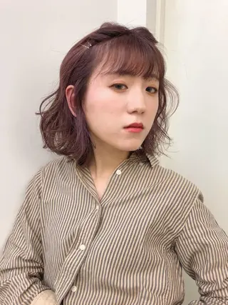 ミディアム カラー 安藤 佑衣のヘアスタイル