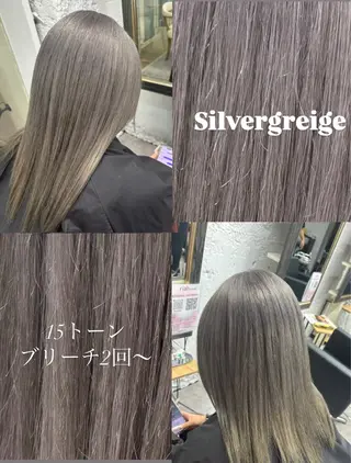 セミロング カラー ハイトーン/ダブル カラー/akihoのヘアスタイル