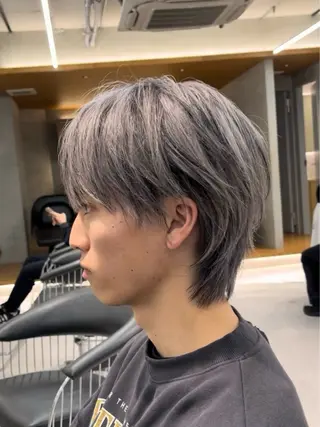 ショート カラー メンズ ブリーチカラー🌈 ウルフカット🐺のヘアスタイル