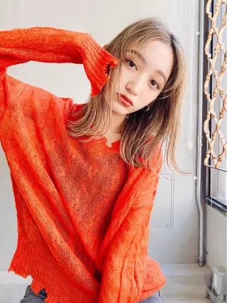 セミロング カラー MUSASHI ブリーチカラー◎のヘアスタイル