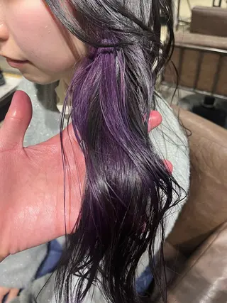 セミロング カラー ブリーチ✨ハイライト メンズヘア/アヤノのヘアスタイル