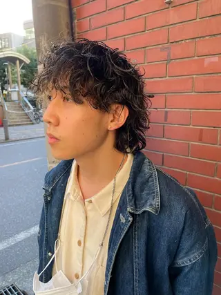 メンズ スパイキーパーマ 柏NO1 藤本葉のヘアスタイル