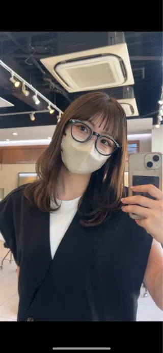 ミディアム カラー オリーブ/ 透明感カラー/れいあのヘアスタイル