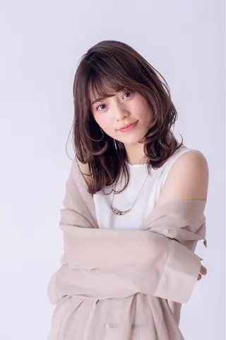 ミディアム カラー パーマ コテ巻きパーマ/韓国 パーマ/佐野のヘアスタイル