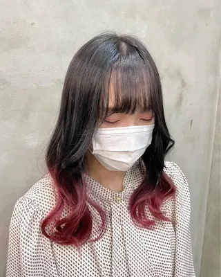 ロング カラー ヘアアレンジ 【ピンク/韓国ヘア/ ヘアセット】亜海のヘアスタイル