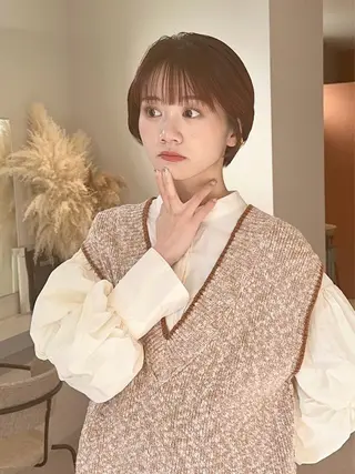 ショート カラー 👑ショート/ボブ /銀座/ニシオカ👑のヘアスタイル