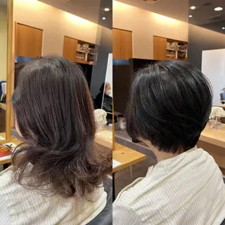 ショート カラー パーマ 馬場 彩のヘアスタイル