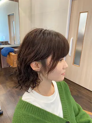 ミディアム パーマ 上野台 彩加のヘアスタイル