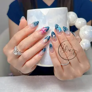 ロング 波 なみのネイルデザイン