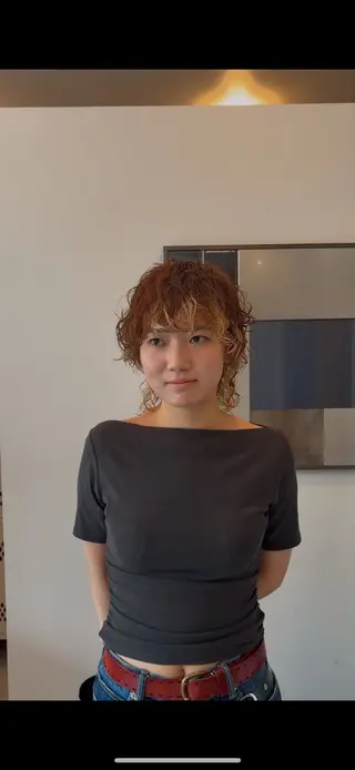 ミディアム カラー パーマ 大矢瑛翔 ショート/パーマのヘアスタイル