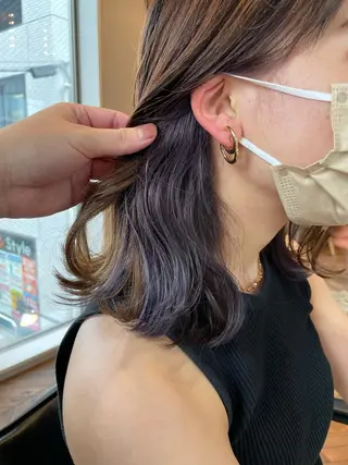 ショート 切りっぱなしボブイヤ リングカラー清水隆央のヘアスタイル