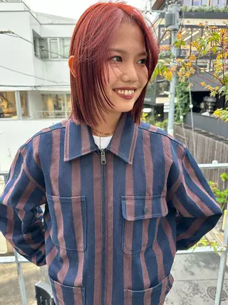 ミディアム カラー ボブ/似合わせカット /ニュアンスカラーのヘアスタイル