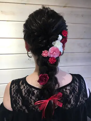 セミロング ヘアアレンジ 野崎 ひかりのヘアスタイル