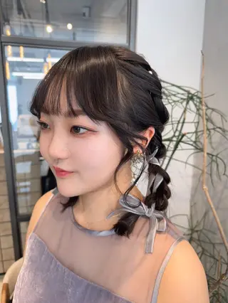 セミロング ヘアアレンジ 透明感カラー✨艶髪 制作🌱山根あゆみのヘアスタイル