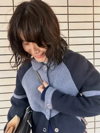 ミディアム カラー パーマ デザインカット/ パーマ/nanaのヘアスタイル