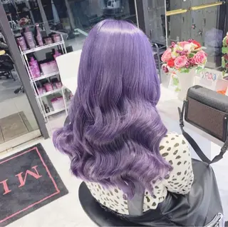 ロング カラー パーマ ヘアアレンジ メンズ キッズ ネイル マツエク・マツパ アイブロウ ハイトーン/ピンク 💗モモ໒꒱のヘアスタイル