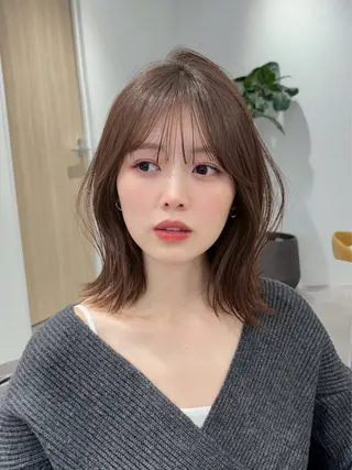 ミディアム カラー unami shibuya所属・ren ボブロブ/ミディアムのヘアスタイル