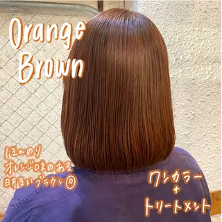 ミディアム カラー 暖色艶color / ボブ🦩Rioのヘアスタイル