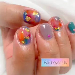 ネイル Rainbow nailsくろちゃんのネイルデザイン