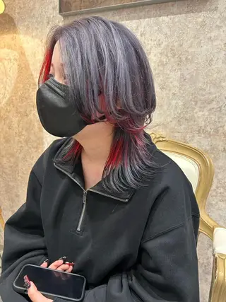 カラー ロング シャドールーツ earth　深川愛実のヘアスタイル