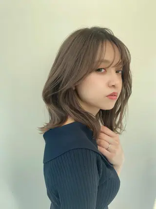 ミディアム カラー 佐藤 悠衣/透明感 カラー/似合わせ前髪のヘアスタイル