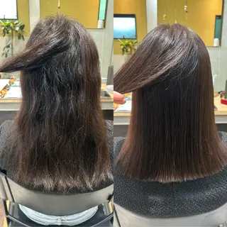 セミロング パーマ hub hair レイヤー/透明感のヘアスタイル