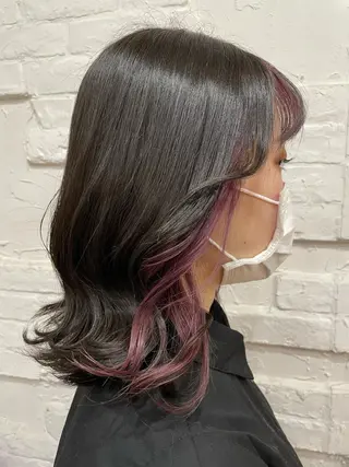 ミディアム カラー 【ピンク/韓国ヘア/ ヘアセット】亜海のヘアスタイル