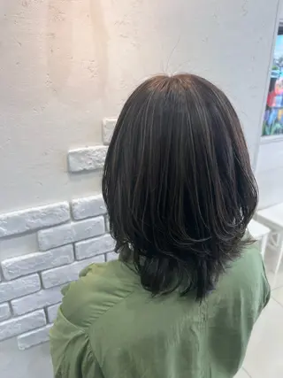 ミディアム カラー 太白区白髪ぼかし/ ボブカット/千葉達人のヘアスタイル