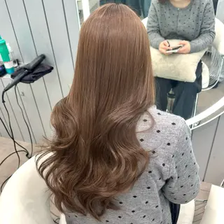 セミロング カラー ヘアアレンジ ブリーチなしW🎀 髪質改善／はのんのヘアスタイル