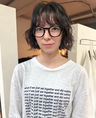 ショート カラー パーマ 森貴裕/ベージュ/ パーマ/オリーブのヘアスタイル