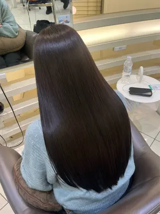 ロング 透明感カラー/レイヤ ー/縮毛/暗髪/銀座のヘアスタイル