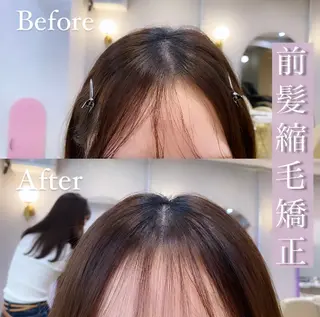 セミロング パーマ ヘアアレンジ 上品♡韓国レイヤー ‎🤍のの‎🤍のヘアスタイル