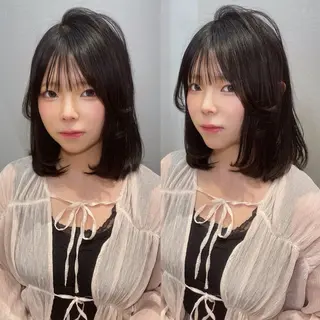 ミディアム 似合わせカット/ 顔周りカット/まりなのヘアスタイル