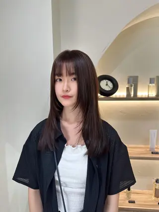 ミディアム 韓国ヘア/艶髪ロング グレージュ/kanaのヘアスタイル