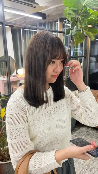 セミロング パーマ/オリーブ/ 酸性ストレート/ゆなのヘアスタイル