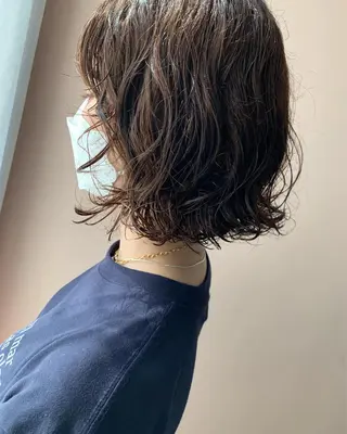 ミディアム カラー パーマ hub hair レイヤー/透明感のヘアスタイル