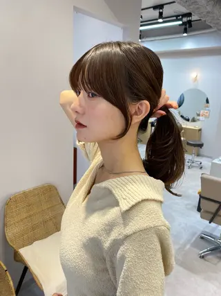 セミロング ヘアアレンジ 立川🤍韓国ヘア/ レイヤー🇰🇷🖤のヘアスタイル
