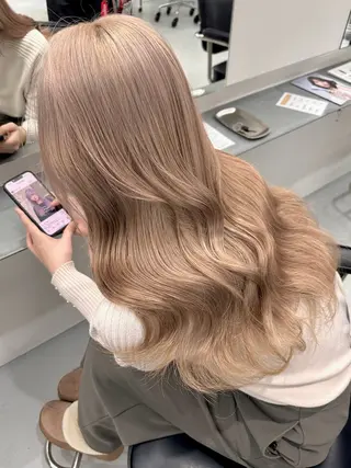 ロング パーマ/縮毛矯正 /韓国風/佐藤里咲のヘアスタイル