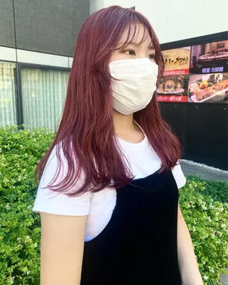 ロング カラー パーマ ヘアアレンジ 髪と音処　マトぺ所属・デザインカラー/ボブ ブリーチカラー/ユリのヘアスタイル