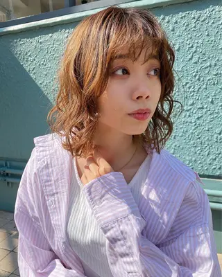 ミディアム カラー 関口 桃花🌷 暖色カラーのヘアスタイル