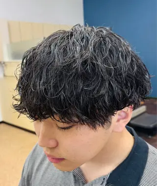 ミディアム メンズ 焼津メンズパーマ特化 大石雄生のヘアスタイル